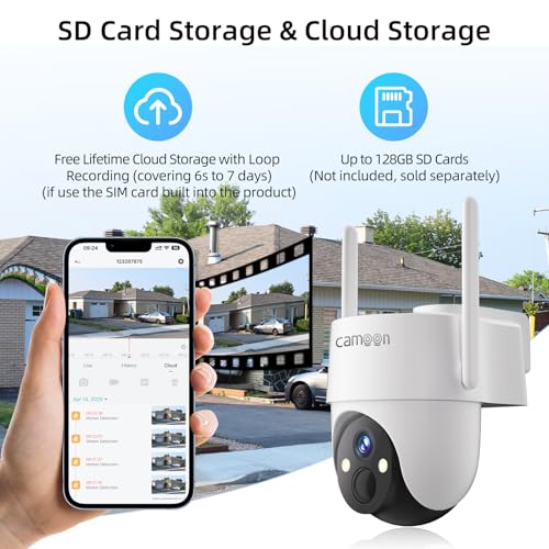 4G LTE Cellular Solar Security Camera Wireless Outdoor, No WiFi Security Camera, 360¡Æ View, 2K Night Vision, PIR Detection, 2 Way Audio, Motion Alerts, Built in SIM Card Support Verizon/AT&T/T-Mobile