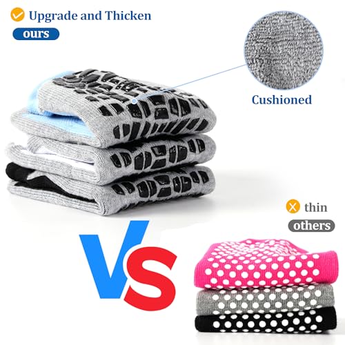 Non-Slip Anti-Skid Ankle Socks for Yoga & Pilates - 10-11.5 Black+White+Blue