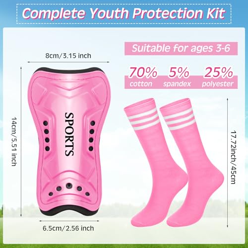 Liliful Kids Soccer Shin Guards Set - Pink Small Protective Gear for Girls & Boys Age 3-6