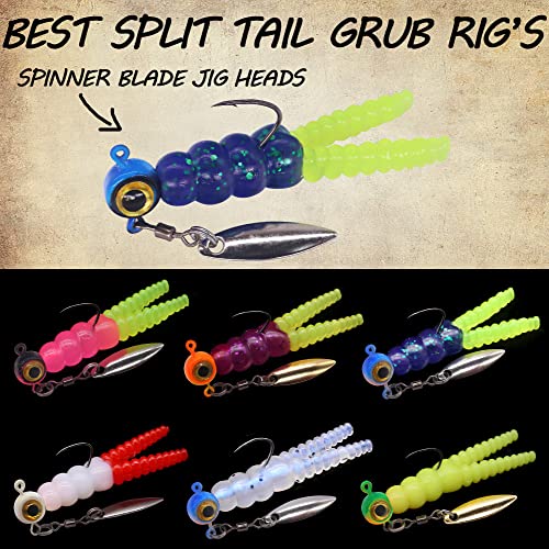 XFISHMAN Split-Tail Grub Kit 40 pcs. for Crappie & Panfish Fishing - Model THIS listing