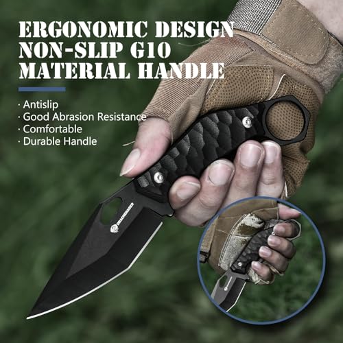 DRACHENADER 9" Survival Knife with Kydex Sheath – Full Black, 5mm 5Cr13MoV, G10 Handle, Fixed Blade