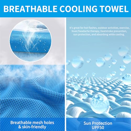 Cooling Towels - 5 Pack, 40" x 12", Chilly Microfiber for Yoga & Sports - Multicolor