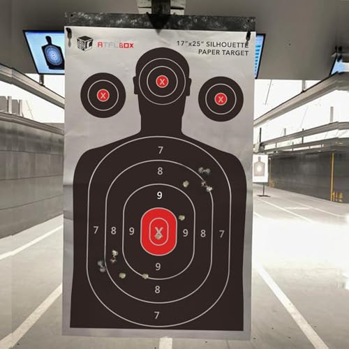 25 Pack Silhouette Shooting Targets - 17x25 Inch for Handguns & Rifles