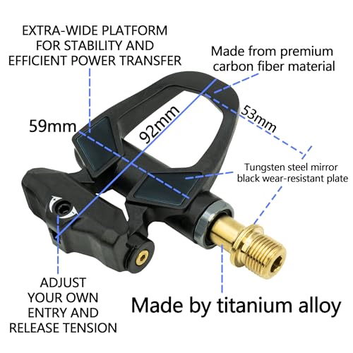 Thinvik Carbon Fiber Ti Bike Clipless Pedals Set for Road Cycling, Lightweight 99.5g with Cleats