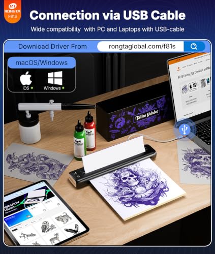 Rongta Wireless Tattoo Stencil Printer - Bluetooth & USB, Black