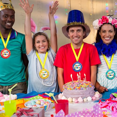 30 Pack Happy Birthday Medals 2 Inch Rubber Awards with Ribbon - Kids & Party Supplies