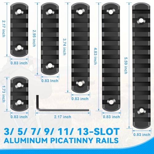 Aluminum Picatinny Rail Section - 6 Pack with T-Nuts & Wrench