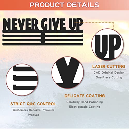 Medal Display Hanger - Never Give Up Wall-Mounted Hook Rack