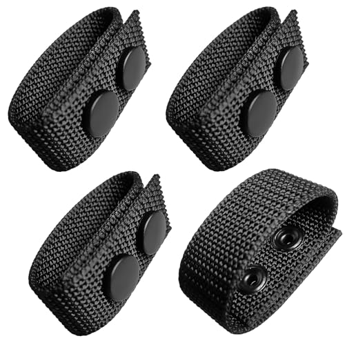 Heavy Duty Nylon Double-Snap Belt Keepers for 2"-2.25" Belts - Black, 4 Pcs