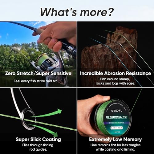 Ultra-Strong Moss Green Braided Fishing Line - 4&8 Strand, 164 YDS