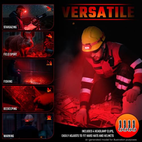 DARKBEAM Dual Red Light Rechargeable Headlamp - Night Astronomy & Outdoor Use, Mini F01