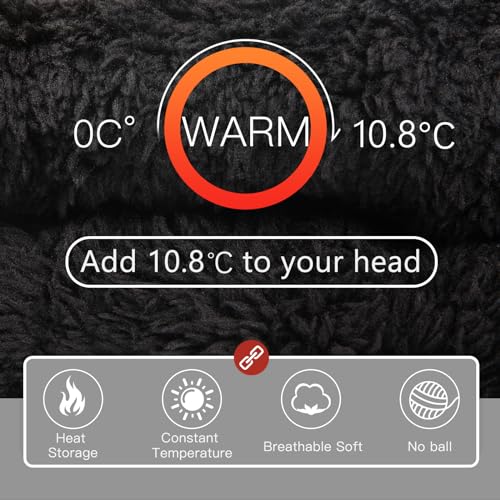 Winter Knit Slouchy Beanie Hat - Thick Soft Stretch Skully Cap - Black