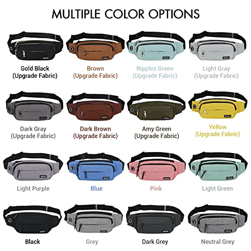 Large Black Crossbody Fanny Pack with 4 Zipper Pockets