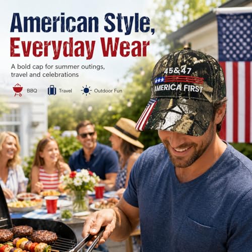 Patriotic Camo Baseball Cap - Adjustable American Flag Hat