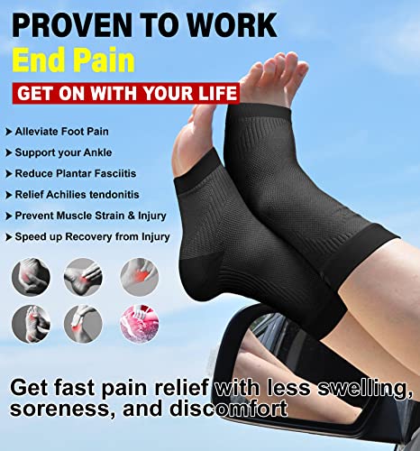 KEKING Ankle Brace Compression Sleeve Black 3X-Large for Plantar Fasciitis & Achilles Support