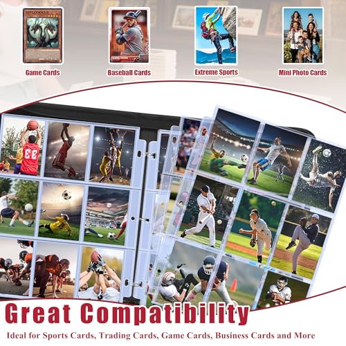 Kitoyz Baseball Card Sleeves Binder Set - 900 Pockets, Card Protectors, Removable Pages for Trading & Sport Cards
