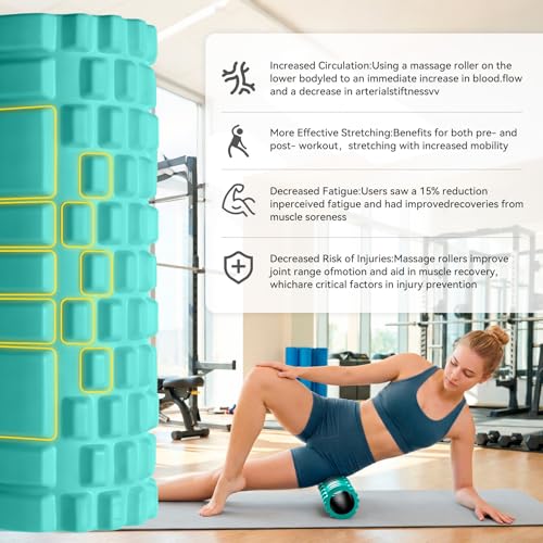 Deep Tissue Foam Roller - High Density Massage Roller - Aqua