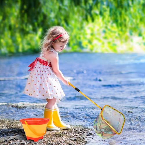 Lanboon Kids Telescopic Fishing Net 3-Pack Triangular Beach Nets with Aluminum Pole