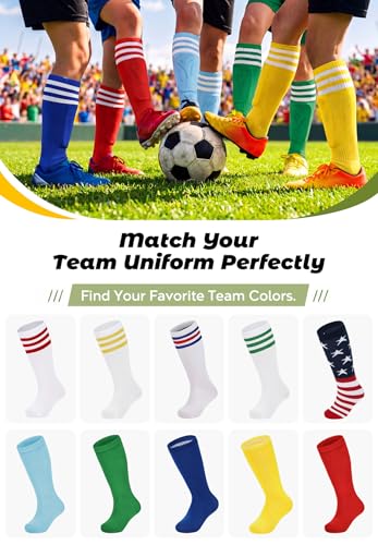 Kids Cotton Knee High Soccer Socks - Pure Yellow, Big Kid 10-12 Years