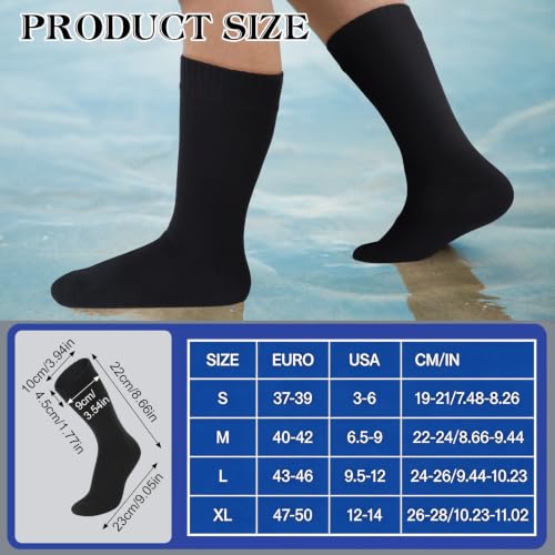 Jspupifip Unisex Waterproof Breathable Socks - Medium Black for Outdoor Activities
