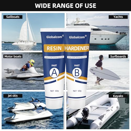 Globalcom Marine Fiberglass Repair Kit White – Gel Coat for Boats