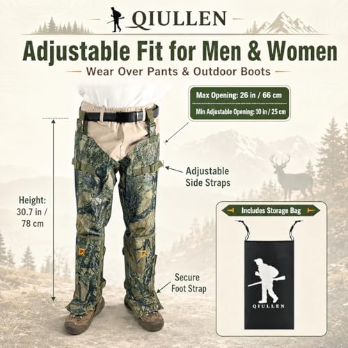 Qiullen Snake Bite Gaiters - Lightweight 1000D Nylon Hunting & Hiking Leg Protectors