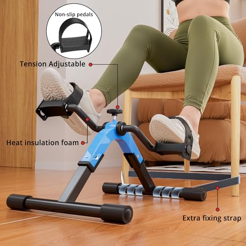 Mini Folding Pedal Exerciser Under Desk Bike for Arms & Legs - Blue