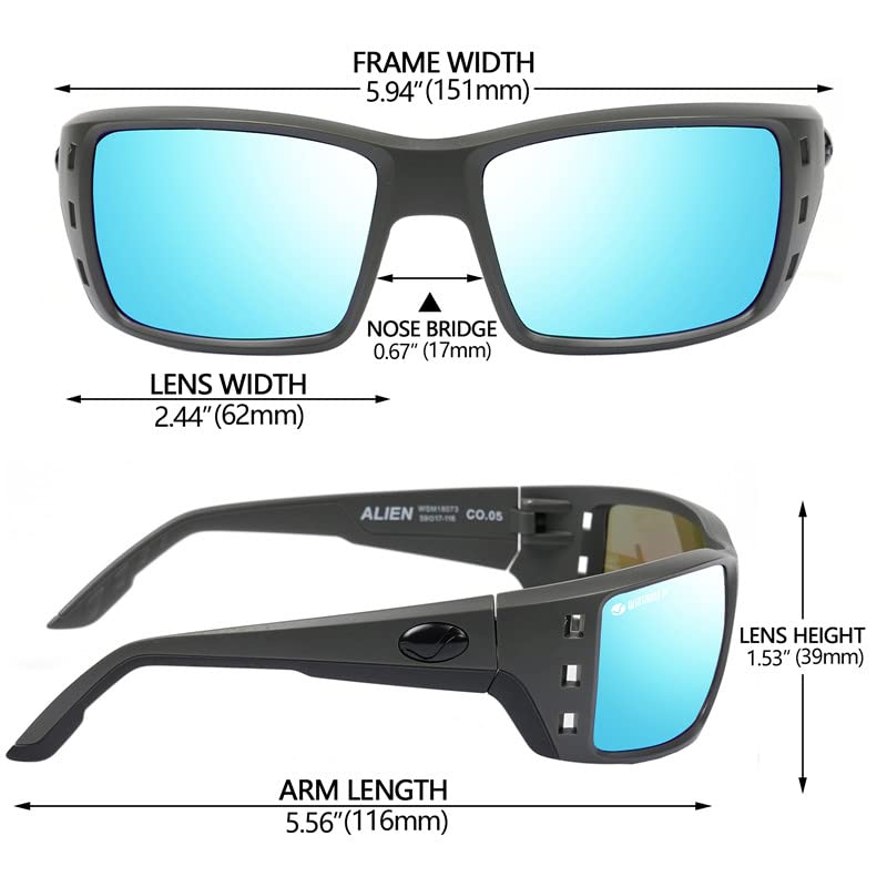 WIESMANN Polarized Sports Sunglasses for Men Women Classic Cycling Driving Fishing Sunglasses Men Square Sun glasses 100% UV Protection 18073(Black Ice Blue)