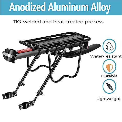 Bike Cargo Rack with Fender & Reflective Safety - Large Size