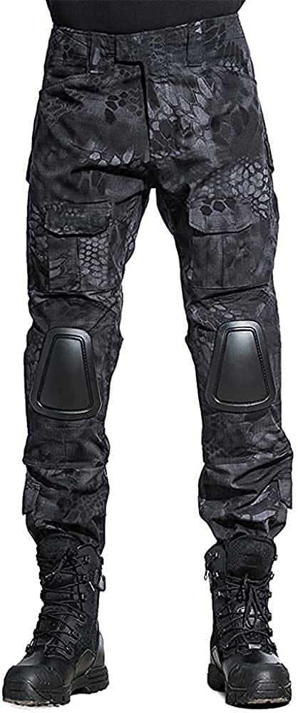 HARGLESMAN Men's Tactical Airsoft Long Sleeve Uniform Set Shirts Snug Fitting Top Shirt Practical Painting Ball Comfortable Breathable Soft Work Hiking Hunting Outdoor Suits Black Python XL