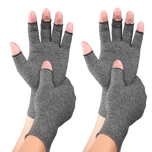 Worzwin Medium Gray Bamboo Compression Gloves for Arthritis - 2 Pairs