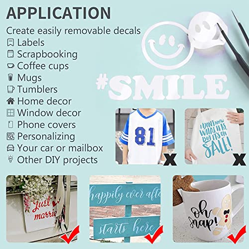 Permanent Glossy White Vinyl Roll - 12" x 6FT for DIY Projects