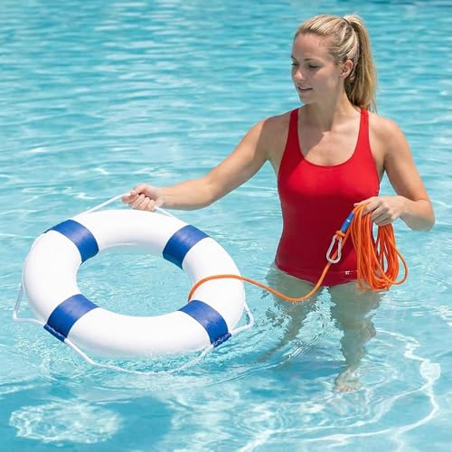 20-Inch Pool Safety Throw Ring Buoy with Rope, Blue w/ 98.4ft Rope