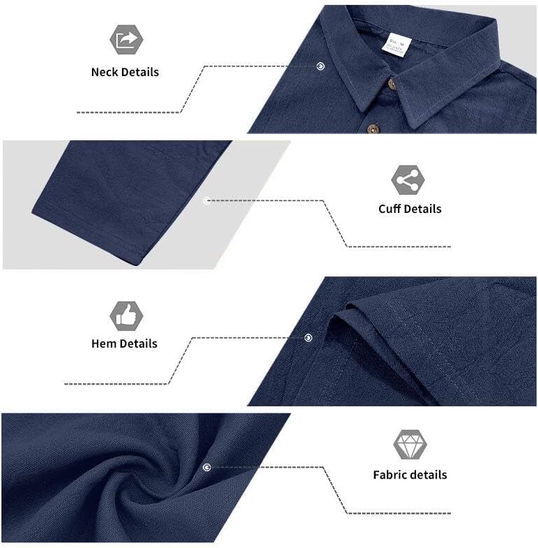 Skiennix Casual Linen Blend Shirt - Men's Long Sleeve Solid White for Spring & Autumn Wear