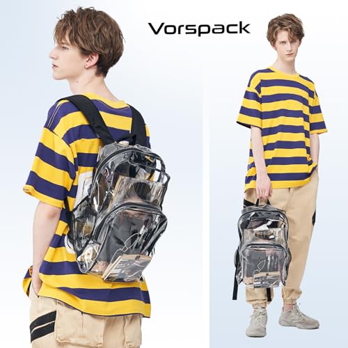Heavy Duty Clear Backpack - Large Transparent Bookbag for College