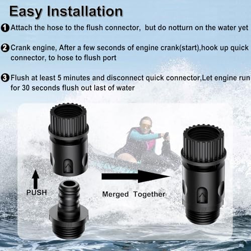 Black Quick Connect Flush Kit for Sea-Doo, Kawasaki, Yamaha & Honda PWC - Universal Garden Hose Adapter