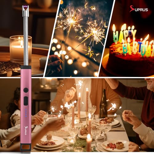 Rechargeable Candle Lighter - Electric Arc with Safety Features - Pink