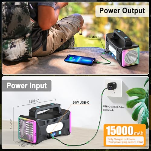 Rechargeable Flashlight, LED Spotlight Flashlight 15000 Capacity Extra Large Lumens Ultra-Long Standby UV Flashlight Blacklight Waterproof with USB Output as a Power Bank