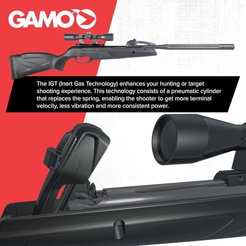 Gamo Swarm Whisper .22 Caliber Break Barrel Air Rifle - 10-Round Magazine, Whisper-Quiet Shooting, Scope Included