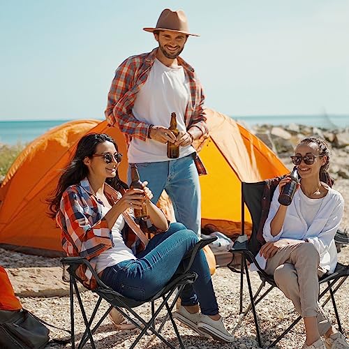 WEIDIORME 2-Pack Black Lightweight Folding Camping Chairs for Adults & Teens - Small Size, Portable, Compact with Carry Bags