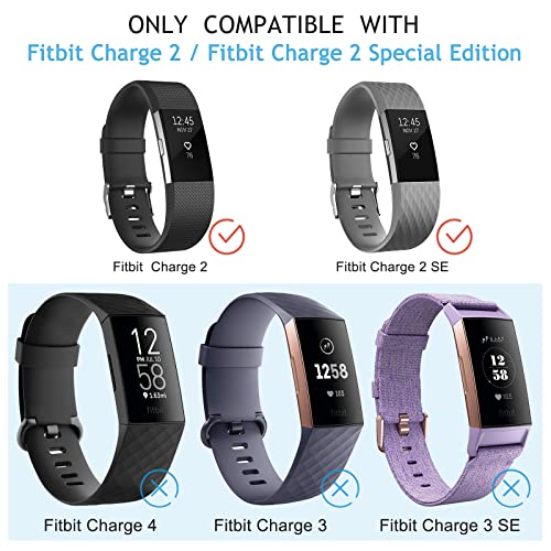 Sport Bands for Fitbit Charge 2 - 3 Pack Adjustable Replacement Wristbands - Small, Black/Purple/Navy Blue