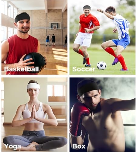 Colorful Sweat Headbands for Men - 6 Pack Sports Hairbands
