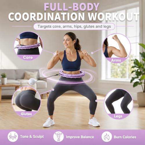 Weighted Fitness Hoop - 47 Inch Adjustable Infinity Ring - Purple