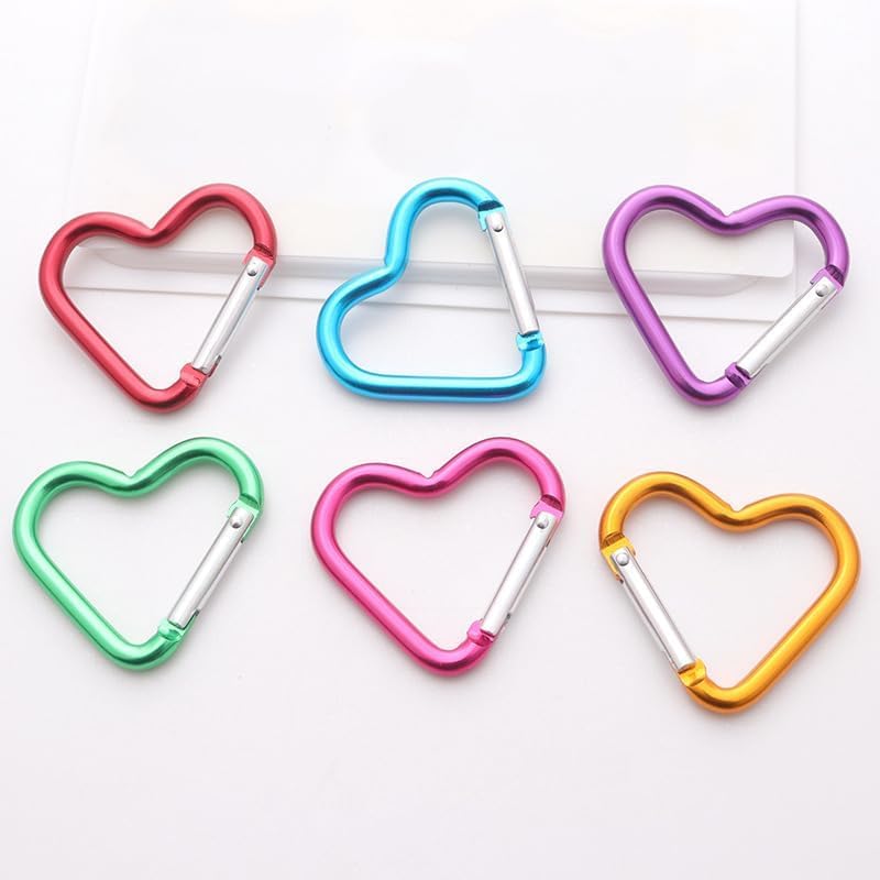 Heart Shaped Carabiner Clip - Aluminum Alloy Heavy Duty Keyring - Red