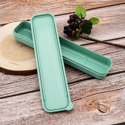 Reusable Wheat Straw Travel Utensil Case - Green