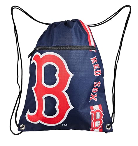 Boston Red Sox Drawstring Gym Bag with Zip Pocket - Durable Nylon
