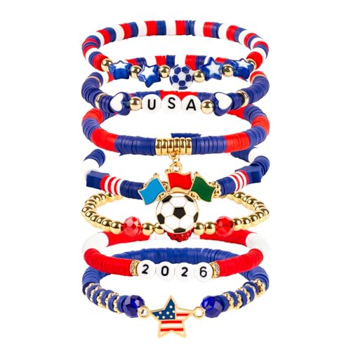2026 Soccer Fan Gear Bracelet Set - USA Flag & Soccer Charms