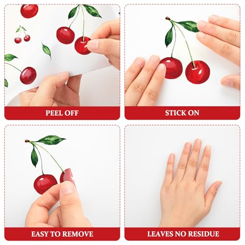 41 Pcs Cherry Fruit Wall Stickers - Peel and Stick Kitchen Decor