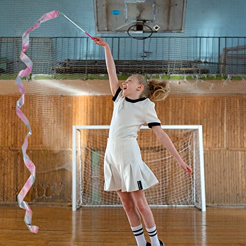 78.7-Inch Rhythmic Gymnastics Ribbon with Wand - 2 Pcs Pink