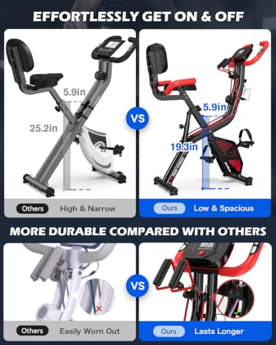 Folding Magnetic X-Bike - Upright Exercise Bike, Flame Red